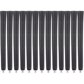 Majek Golf Club Grips Super Jumbo Arthritic Extra Large Tour 360 Degree Black - NO LOGO - Round .600 Extra Large XL XXL Great for Senior Golfers with Big Hands - Premium Rubber Golf Grips - 13 Pack High Traction Arthritic Grips