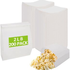 200Pcs White Paper Bags Bulk 2 Lb Paper Lunch Bags Grease-Proof White Paper Sacks Small White Gift Bags Kraft Paper Bags for Small Business, Sandwich, Cookie, Goodie, Treat, Party Favor, Craft