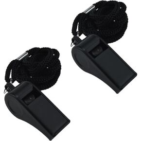Professional Outdoor Sports Whistles with Lanyard Loud Crisp Sound Plastic Whistles for Referees, Outdoor Sports Gym and Emergency, 2 Pack