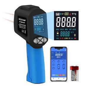 High Temp Thermometer Pyrometer, Non-Contact Bluetooth Laser Thermometer with Temperature Range 58~2876℉, Adjustable Emissivity, MAX/MIN/AVG for Forge, Smelting, Kiln GC-1580C-APP (Not for Human)
