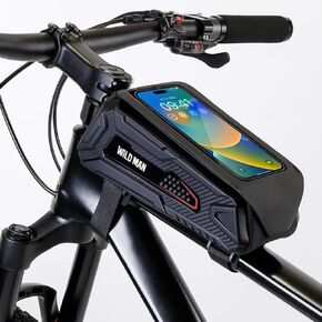 Bike Frame Bag, Waterproof Bike Phone Mount Holder Bicycle Front Top Tube Pouch Pannier Cycling Frame Storage Bag Cycle Crossbar Bags for iPhone 15 14 13 12 11 Pro Max Samsung Smartphones up to 6.8''