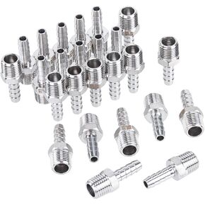 LTWFITTING Bar Production Stainless Steel 316 Barb Fitting Coupler/Connector 1/4" Hose ID x 3/8" Male NPT Air Fuel Water(Pack of 25)
