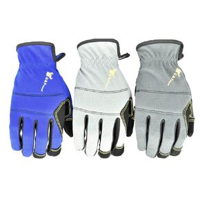 G & F Products unisex adult All Purpose Utility Work Gloves High Performance Mechanics Gloves assorted colors 3 Pair Value Pack, Black, Grey, Blue, Large Pack of US