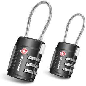 عبوتان من أقفال أمتعة السفر المعتمدة من إدارة أمن المواصلات الأمريكية، هيكل من سبيكة قفل مجموعة الكابلات، أقفال مكونة من 3 أرقام بدون مفتاح، قفل سفر مقبول لخزانة الصالة الرياضية، حقيبة حقيبة الجولف، حقيبة ظهر، أسود من GIVERARE in Kuwait