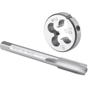 Burkit M10 X 1 Tap and Die Set Left Hand, M10 x 1.0 Machine Thread Tap and Round Die