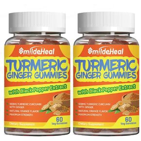 Turmeric Curcumin Gummies 500mg, with Turmeric Root Extract, Ginger Root, Black Pepper Extract, Antioxidant Support, Orange Flavor Gummies, 60 Count (Pack of 2)