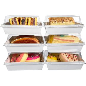 30-PACK White 7.4inch Square Charcuterie Box with Clear Secure Lids,7.4×6.8inch Cardboard Bakery Safe Boxes for Food Small Dessert To-go Boxes,Bento Take out Paper Box Sandwich Cake Slice Container