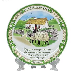 Blessing Plate Farm Print Land of Shamrock Ceramic Bone China Kitchenware Souvenir St Patrick's Day Housewarming Gift Diameter 4"", medium