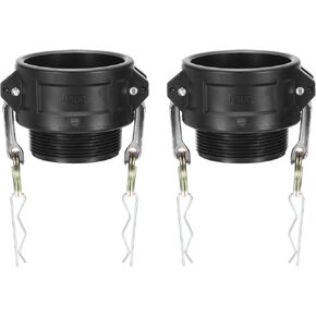 PATIKIL Poly Cam Lock Fittings, 2 Pcs 3" Part B Male Adapter x Female NPT Thread Cam Groove Hose Fittings Polypropylene Cam Lock Fittings, Black