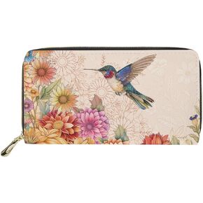 Snilety Women Long Wallet PU Leather Card Case, Red Rose Printed RFID Credit Card Holder Zipper ID Card Travel Wallet