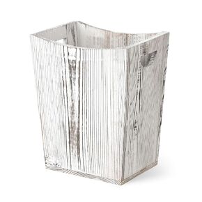 BTY Farmhouse Wooden Trash Can, Small Square Wastebasket Garbage Container Bin Holder, Rustic Torched Home Kitchen Office Trash Cans with Handle for Living Room, Dorm - Gray Green