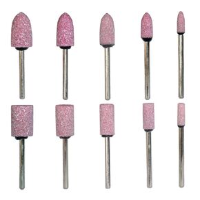 Abrasive Stone Mounted Points Grinding Head Wheel Bits Polishing Rotary Tool Bullet and Cylinder Shaped Pink 3mm Shank 4, 6, 8, 10, 12 mm Head Size