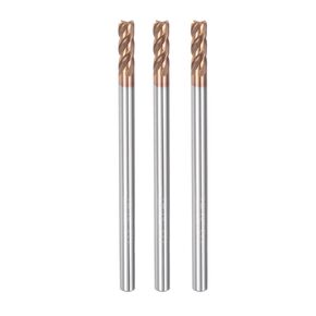 uxcell 3pcs 3mm Dia 3mm Shank Square Nose End Mill 4 Flutes HRC50 Carbide AlTiN Coated CNC Router Bits Cutter Tools for End Milling CNC Machining, Black