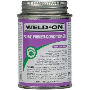 WELD-ON 10875 PC-64 PVC/CPVC Primer-Conditioner - Low-VOC, Purple, 1/4 Pint (4 fl oz)