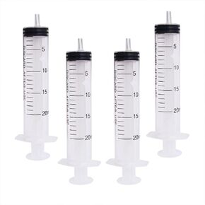 4 pcs 20ML/CC Plastic Syringe Disposable Individual Sealed Wrap Without Needle with Measurement for Scientific Feeding Pets Labs Watering Dispensing