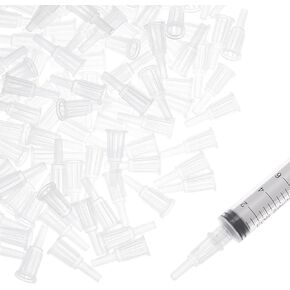 BENECREAT 100pcs Syringe Tip Adapters, White Syringe Adapter Plastic Transfer Dispenser for Syringe Tip Adapter Converter Transfer Syringing