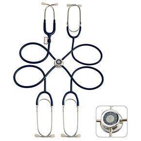 MDF Instruments Pulse Time Teaching Stethoscope with Embedded Digital LCD Clock - 4 Users - Navy Blue (MDF757PT-04)