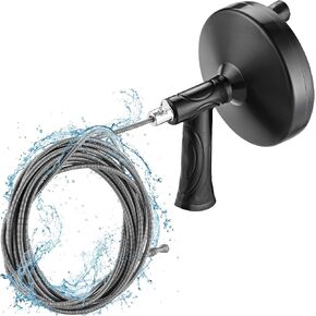 Plumbing Drain Snake (Spiral Diameter 0.5 inch / 1.3 cm), Hair Clog Remover Tool for Toilet, Heavy-Duty Drain Auger for Kitchen & Bathroom Sink, Pipe & Sewer Cleaner for Shower & Bathtub