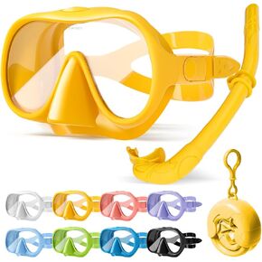 NARUTOO Snorkel Set Adults, Fashionable Macaron Colors Frameless Snorkeling Mask, Ultra Wide View Anti-Fog Snorkel Mask Set, Portable Professional Diving Snorkeling Set