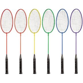 Champion Sports Tempered Steel Badminton Rackets with Steel Coated Strings Set of 6