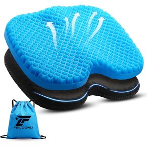 Kayak Seat Cushion with Storage Bag, Gel Waterproof Thick Egg Seat Pad Kayak Anti-Slip Seat Cushion with Non-Slip Cover for Sit in Office Chair, Car, Kayak Accessories Boat Canoe Fishing