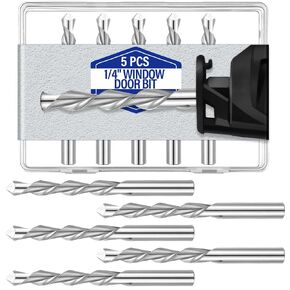 5 Pcs 1/4" Drill Bits Drywall Bit Window Door Bit Pack Drywall Router Bits Drywall Cutting Bits Drywall Tools Cut Window and Door Openings in Drywall, for Use with Spiral Saw