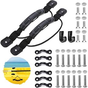 2 Pack Kayak Handles，Kayak Side Handle Mount with Screws and Bungee Paddle Holder Kit for Ocean Kayak Handle Luggage Handle Replacement Parts and Accessories