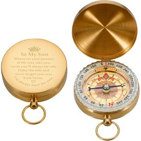 Son Fathers Day GIF for Teens Compass Gifts for Son to My Son Gift from Mom Dad 16th 18th 21st Birthday Gifts for Teen Boys Pocket Compass for Adult Son Stepson Graduation for Men