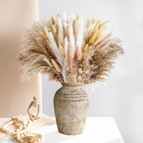 Rustic Ceramic Farmhouse Flower Large Vase - White Modern Farmhouse Vases Boho Ceramic Vase Terra Cotta Pottery Vase for Home Decor, Table, Living Room Decoration, Entryway Decor, Mantel Decorative
