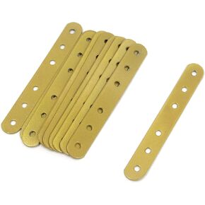 MY MIRONEY 10-Pack Gold Straight Braces 2.95" x 0.71" Flat Straight Brace Brackets Iron Mending Plate Connector Joining Bracket with Screws