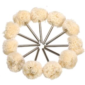 NGe 10Pcs 1" Genuine Wool Buffing Ball with 1/8" Shank, for Rotary Tools Jewelry Watch Light Polishing