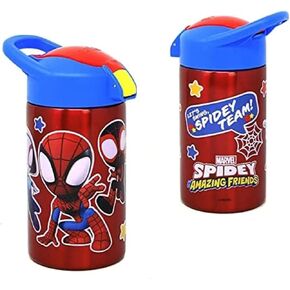 Zak Designs, Inc. Spidey and Friends Stainless Steel Bottle for Kids - Spider-Man Kids Insulated Water Bottle with Push Button Spout, Perfect Water Bottle for Kids for School Days and Trips - 15.5 oz.