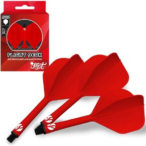Shot! Darts Flight Deck One Piece Dart Flight and Shaft System, Reduced Deflections, Standard Shaped Flight (350 Micron), Available in Set of 3 Length & Red Color (Short)