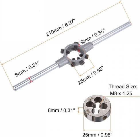مجموعة مفاتيح ربط بمقبض من uxcell، قالب مستدير M8 × 1.25 و25 مم (تناسب قوالب M7-M9) حامل مفتاح ربط قابل للتعديل أداة يدوية in Saudi Arabia
