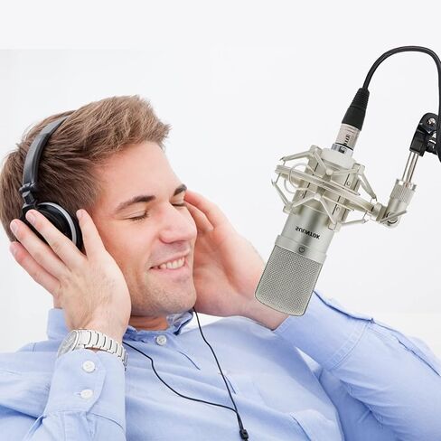 ميكروفون XLR TM020، طقم ميكروفون قلبي كبير مطلي بالذهب مقاس 34 ملم للتسجيل الاحترافي، للاستوديو والبث المباشر والبودكاست والألعاب (شامبانيا) in Kuwait