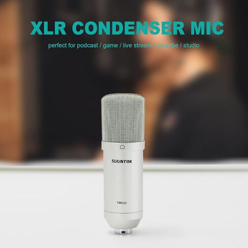 ميكروفون XLR TM020، طقم ميكروفون قلبي كبير مطلي بالذهب مقاس 34 ملم للتسجيل الاحترافي، للاستوديو والبث المباشر والبودكاست والألعاب (شامبانيا) in Kuwait
