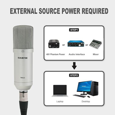 ميكروفون XLR TM020، طقم ميكروفون قلبي كبير مطلي بالذهب مقاس 34 ملم للتسجيل الاحترافي، للاستوديو والبث المباشر والبودكاست والألعاب (شامبانيا) in Kuwait