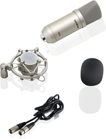 ميكروفون XLR TM020، طقم ميكروفون قلبي كبير مطلي بالذهب مقاس 34 ملم للتسجيل الاحترافي، للاستوديو والبث المباشر والبودكاست والألعاب (شامبانيا) in Kuwait