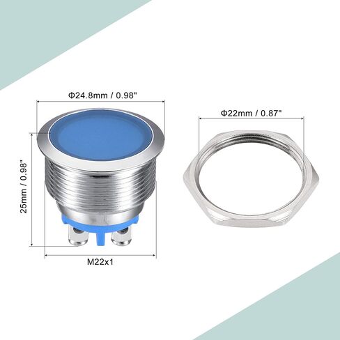 MECCANIXITY Indicator LED Light 12V 22mm M22 Panel Mount Metal Waterproof Signal Lamp with O Ring, Blue Pack of 2 in Saudi Arabia