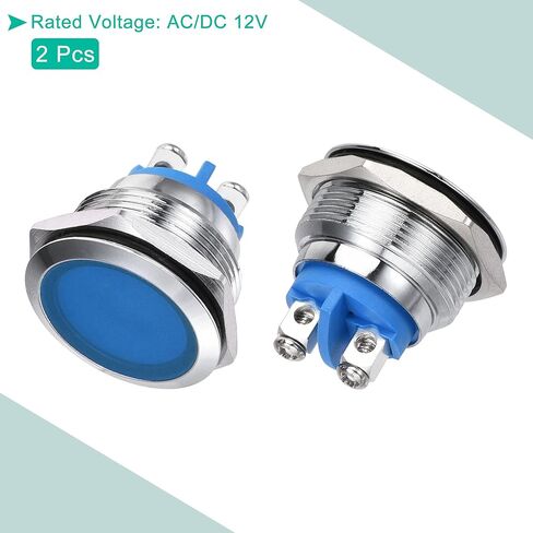 MECCANIXITY Indicator LED Light 12V 22mm M22 Panel Mount Metal Waterproof Signal Lamp with O Ring, Blue Pack of 2 in Saudi Arabia