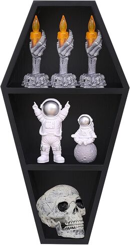 Wall Decor Coffin Shelf- Spooky Gothic Decor for Home,Black Floating Wooden Shelf for Table Top,Witchy Room Decor for Oddities and Curiosities 1 in Saudi Arabia