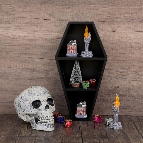 Wall Decor Coffin Shelf- Spooky Gothic Decor for Home,Black Floating Wooden Shelf for Table Top,Witchy Room Decor for Oddities and Curiosities 1 in Saudi Arabia