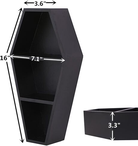 Wall Decor Coffin Shelf- Spooky Gothic Decor for Home,Black Floating Wooden Shelf for Table Top,Witchy Room Decor for Oddities and Curiosities 1 in Saudi Arabia