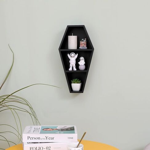 Wall Decor Coffin Shelf- Spooky Gothic Decor for Home,Black Floating Wooden Shelf for Table Top,Witchy Room Decor for Oddities and Curiosities 1 in Saudi Arabia