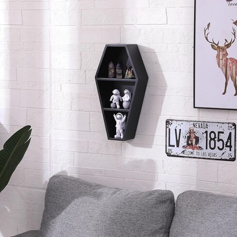 Wall Decor Coffin Shelf- Spooky Gothic Decor for Home,Black Floating Wooden Shelf for Table Top,Witchy Room Decor for Oddities and Curiosities 1 in Saudi Arabia