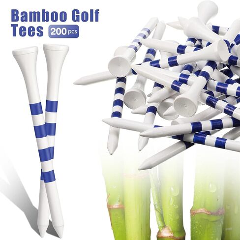 200 Pieces Bamboo Golf Tees 3-1/4'' Inch Golf Tees Reduce Friction and Side Spin Wooden Golf Tees (White and Blue) in Saudi Arabia