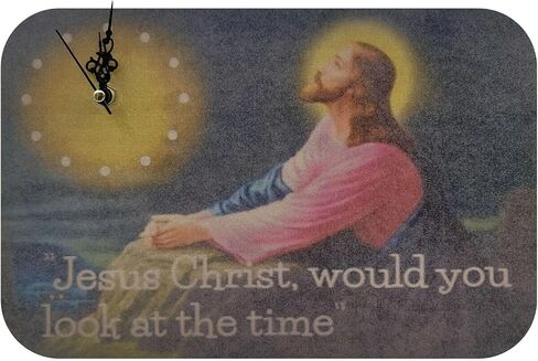 QIUMING Jesus, Would You Look at The Time,Funny Table Clock Jesus Christ,Jesus Christ Wooden Frame Silent Wall Clock,Novelty Gift Office Decor Table Desk Home Decor in Saudi Arabia