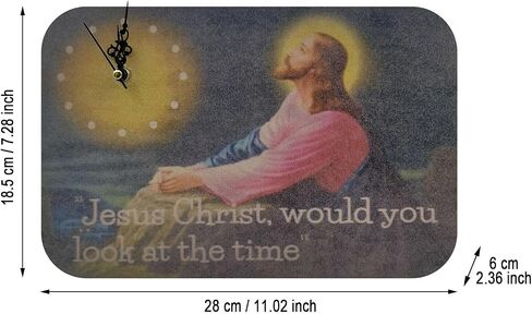 QIUMING Jesus, Would You Look at The Time,Funny Table Clock Jesus Christ,Jesus Christ Wooden Frame Silent Wall Clock,Novelty Gift Office Decor Table Desk Home Decor in Saudi Arabia