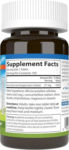Carlson - Chelated Iron, 27 mg Superior Absorption, Blood Health, Energy Utilization & Optimal Wellness, 100 Tablets in Saudi Arabia