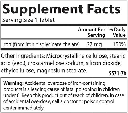 Carlson - Chelated Iron, 27 mg Superior Absorption, Blood Health, Energy Utilization & Optimal Wellness, 100 Tablets in Saudi Arabia